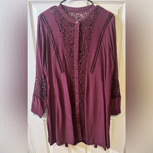 BURGUNDY Embroidered Dress